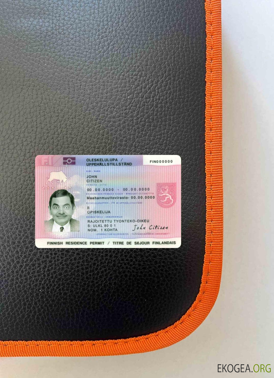 Photolook du permis de séjour en Finlande AVANT